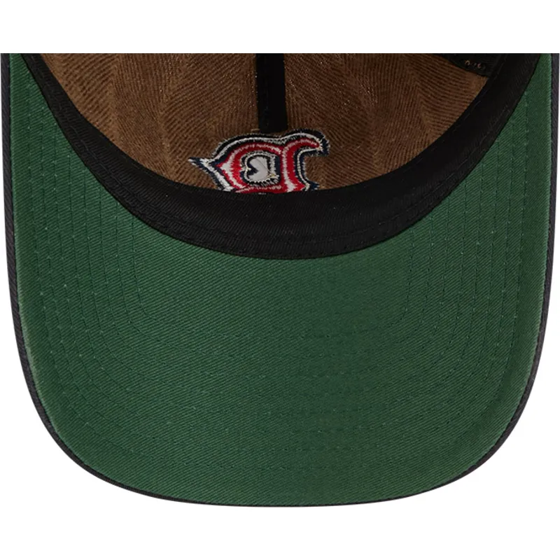 brun-och-marinbla-bojd-justerbar-keps-9twenty-a-frame-wool-pinstripe-fran-boston-red-sox-mlb-av-new-era
