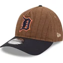 new-era-curved-brim-9twenty-a-frame-wool-pinstripe-detroit-tigers-mlb-brown-and-navy-blue-adjustable-cap