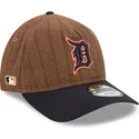new-era-curved-brim-9twenty-a-frame-wool-pinstripe-detroit-tigers-mlb-brown-and-navy-blue-adjustable-cap