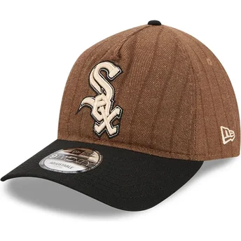 Casquette courbée marron et noire ajustable 9TWENTY A Frame Wool Pinstripe Chicago White Sox MLB New Era