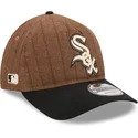 brazowo-czarna-regulowana-czapka-z-daszkiem-9twenty-a-frame-wool-pinstripe-chicago-white-sox-mlb-new-era