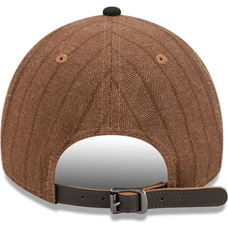 casquette-courbee-marron-et-noire-ajustable-9twenty-a-frame-wool-pinstripe-chicago-white-sox-mlb-new-era