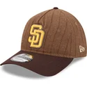 casquette-courbee-marron-ajustable-9twenty-a-frame-wool-pinstripe-san-diego-padres-mlb-new-era