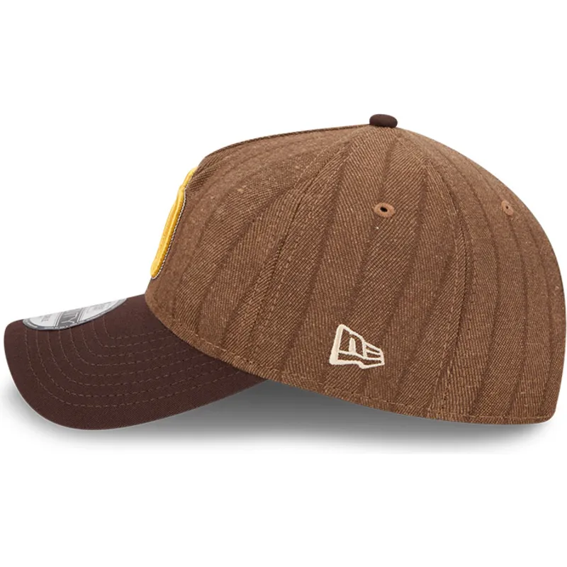 casquette-courbee-marron-ajustable-9twenty-a-frame-wool-pinstripe-san-diego-padres-mlb-new-era
