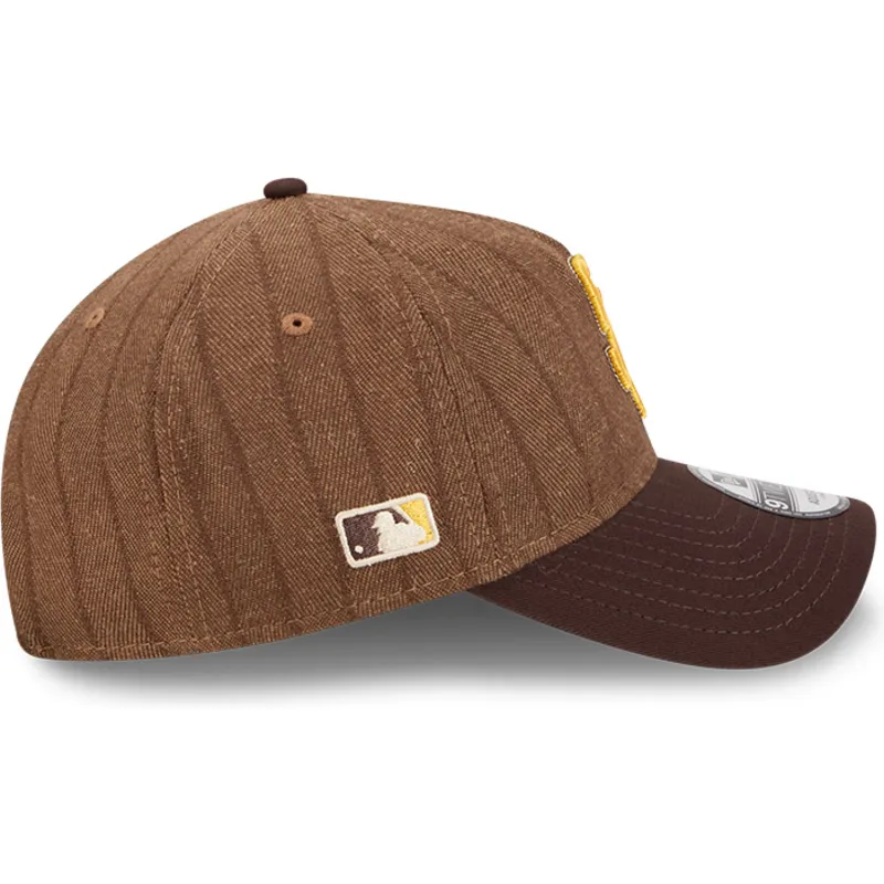casquette-courbee-marron-ajustable-9twenty-a-frame-wool-pinstripe-san-diego-padres-mlb-new-era