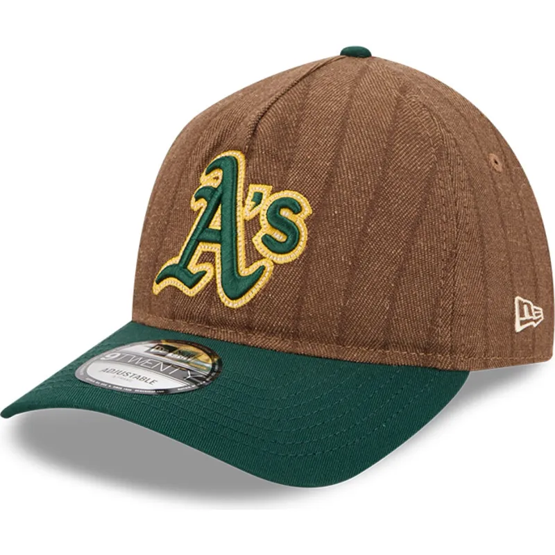 cepur-izliekta-bruns-regulejama-lente-9twenty-a-frame-wool-pinstripe-no-oakland-athletics-mlb-no-new-era