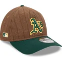 cap-izliekta-brown-adjustable-strap-9twenty-a-frame-wool-pinstripe-no-oakland-athletics-mlb-no-new-era