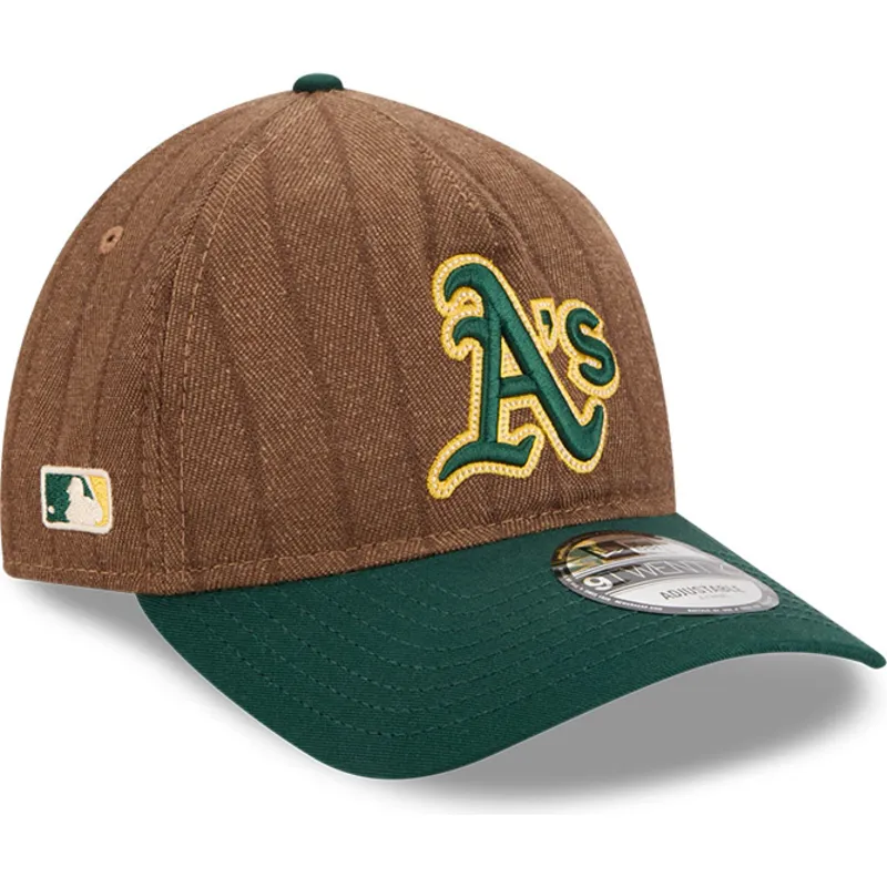 cepur-izliekta-bruns-regulejama-lente-9twenty-a-frame-wool-pinstripe-no-oakland-athletics-mlb-no-new-era