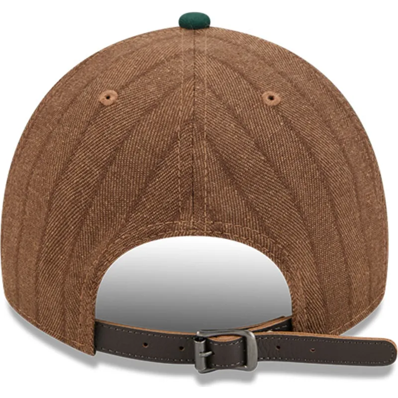 cap-izliekta-brown-adjustable-strap-9twenty-a-frame-wool-pinstripe-no-oakland-athletics-mlb-no-new-era