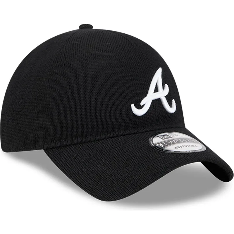 schwarze-verstellbare-curved-cap-9twenty-merino-wool-der-atlanta-braves-mlb-von-new-era