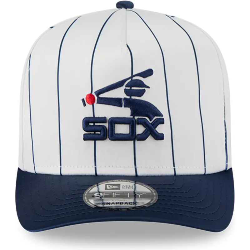 cepur-izliekta-balts-snapback-9fifty-a-frame-satin-pinstripe-no-chicago-white-sox-mlb-no-new-era