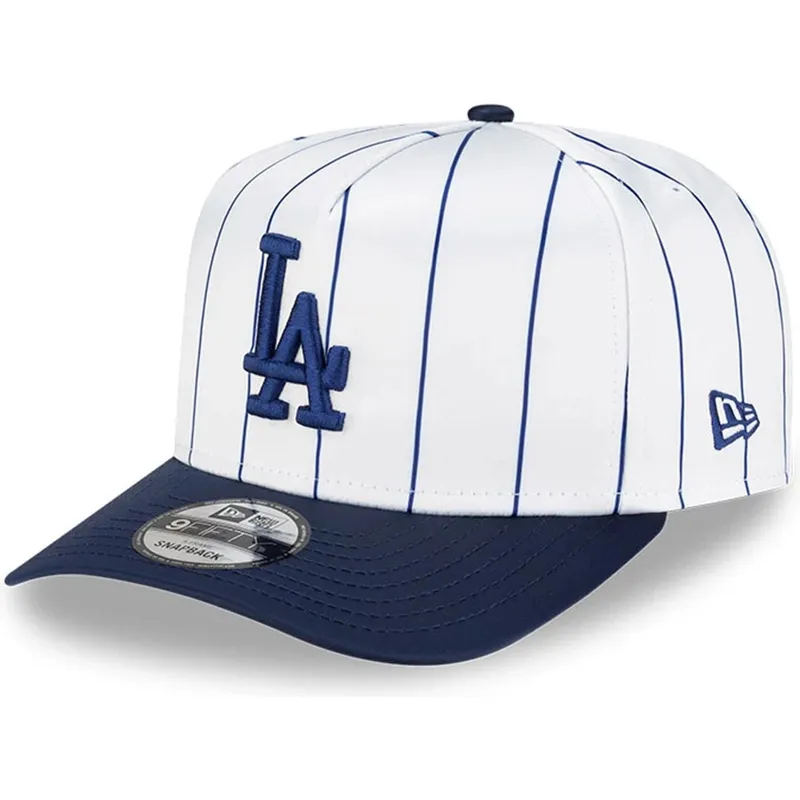 cepur-izliekta-balts-snapback-9fifty-a-frame-satin-pinstripe-no-los-angeles-dodgers-mlb-no-new-era