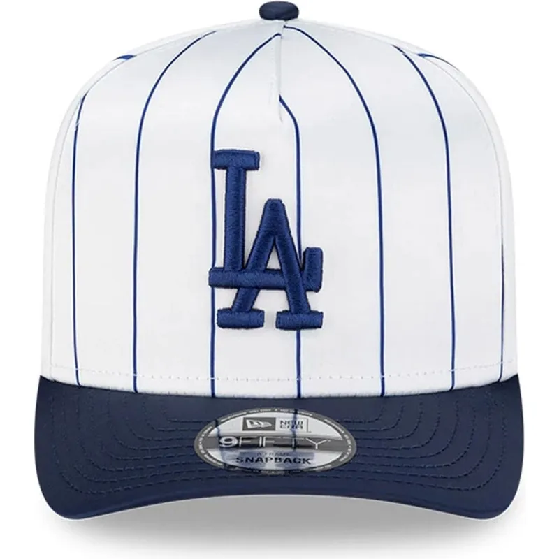cepur-izliekta-balts-snapback-9fifty-a-frame-satin-pinstripe-no-los-angeles-dodgers-mlb-no-new-era
