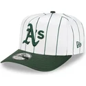 weisse-und-grune-gebogene-snapback-kappe-9fifty-a-frame-satin-pinstripe-von-oakland-athletics-mlb-von-new-era