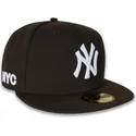 casquette-plate-marron-ajustee-59fifty-nyc-side-new-york-yankees-mlb-new-era