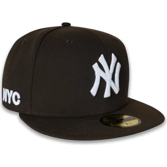 Braune flache verstellbare 59FIFTY NYC Side Kappe der New York Yankees MLB von New Era