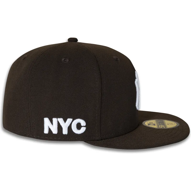 casquette-plate-marron-ajustee-59fifty-nyc-side-new-york-yankees-mlb-new-era