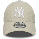 beige-gebogener-snapback-9forty-melton-wool-cap-der-new-york-yankees-mlb-von-new-era