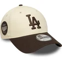 9forty-los-angeles-dodgers-mlb-side-patch-cap-in-beige-and-brown-adjustable-by-new-era
