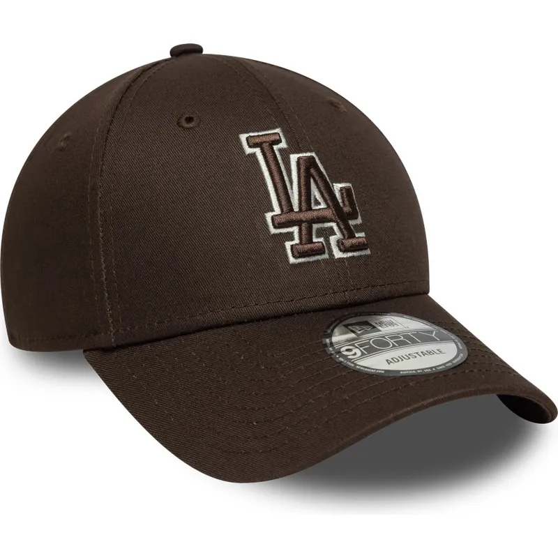 brun-justerbar-kurvad-keps-9forty-outline-fran-los-angeles-dodgers-mlb-av-new-era
