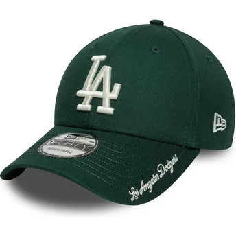 Grüne verstellbare Curved Cap 9FORTY Visor Script der Los Angeles Dodgers MLB von New Era
