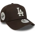 los-angeles-dodgers-mlb-9forty-e-frame-side-patch-braune-snapback-kappe-mit-gebogenem-schirm-von-new-era