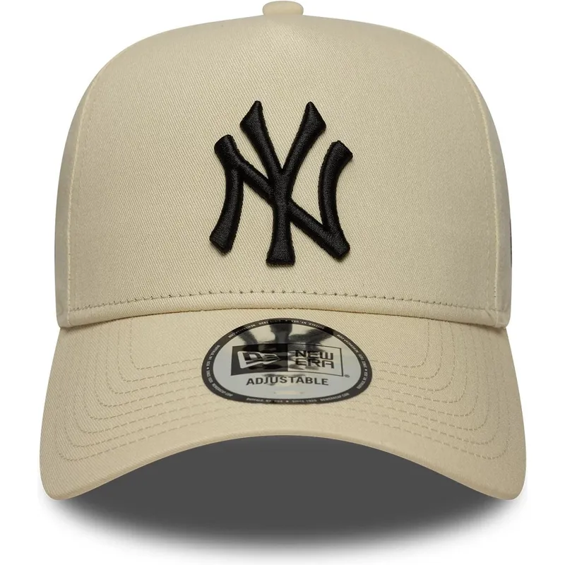 beige-gebogene-snapback-kappe-9forty-e-frame-side-patch-der-new-york-yankees-mlb-von-new-era