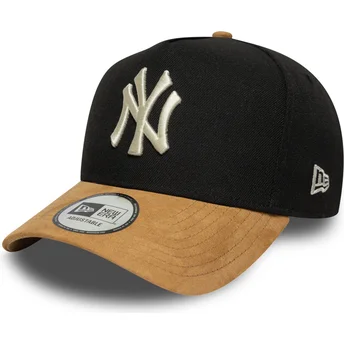 Svart och brun böjd keps snapback 9FORTY E Frame Suede Visor från New York Yankees MLB av New Era