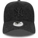 new-era-curved-brim-black-logo-9forty-e-frame-melton-new-york-yankees-mlb-black-snapback-cap