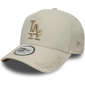 Beżowa czapka z zakrzywionym daszkiem snapback z beżowym logo 9FORTY E Frame Tonal Icon Los Angeles Dodgers MLB New Era