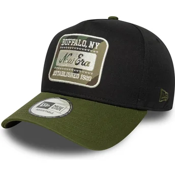 Schwarze und grüne gebogene Snapback-Kappe 9FORTY E Frame Camo Patch von New Era