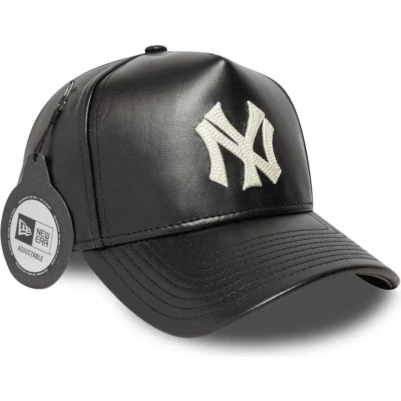 schwarze-verstellbare-curved-cap-9forty-e-frame-img-leather-der-new-york-yankees-mlb-von-new-era