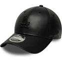 schwarze-gebogene-snapback-kappe-mit-schwarzem-logo-9forty-m-crown-pu-der-los-angeles-dodgers-mlb-von-new-era