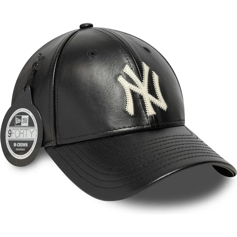 gorra-curva-negra-ajustable-9forty-m-crown-img-leather-de-new-york-yankees-mlb-de-new-era
