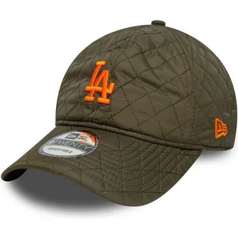 Gorra curva verde ajustable con logo naranja 9TWENTY Quilted de Los Angeles Dodgers MLB de New Era