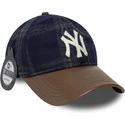 granatowo-brazowa-regulowana-czapka-z-daszkiem-9twenty-img-loden-leather-new-york-yankees-mlb-new-era