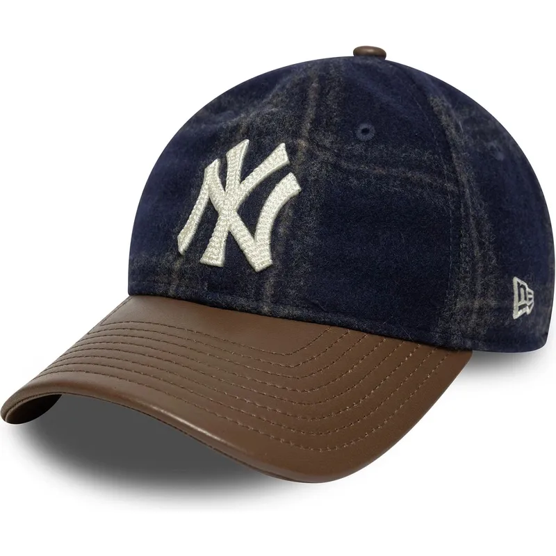granatowo-brazowa-regulowana-czapka-z-daszkiem-9twenty-img-loden-leather-new-york-yankees-mlb-new-era