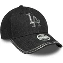 cap-izliekta-black-adjustable-strap-9forty-sequin-denim-no-los-angeles-dodgers-mlb-no-new-era