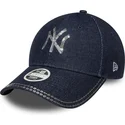 new-era-mlb-new-york-yankees-9forty-sequin-denim-damen-verstellbare-marineblaue-kappe