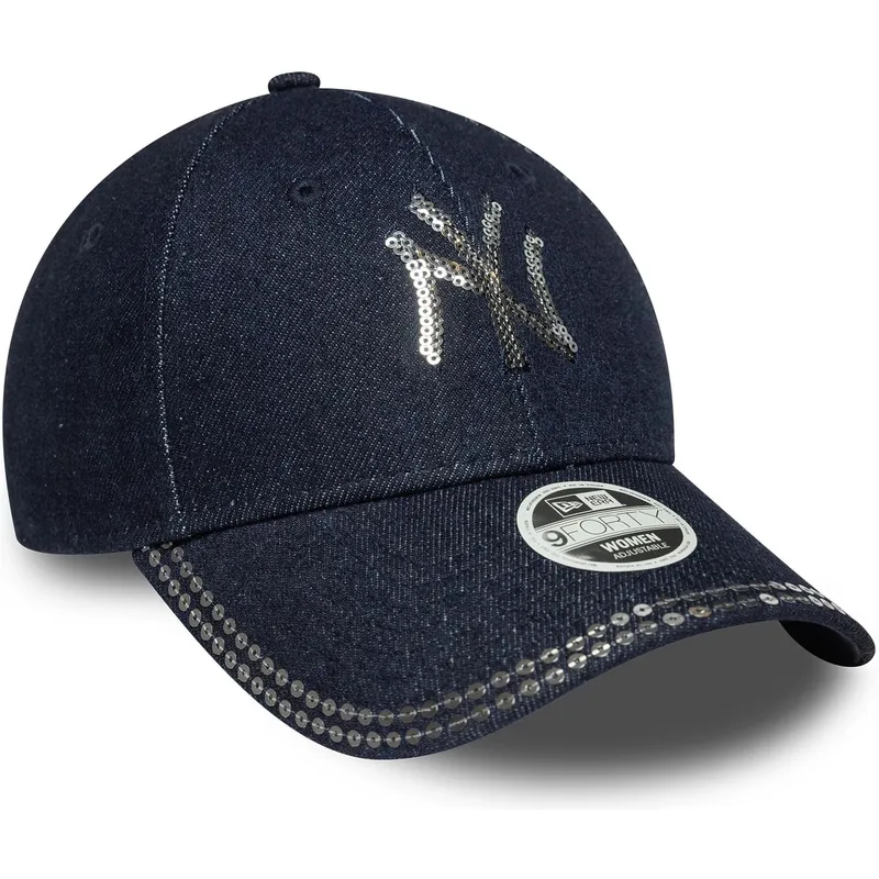 granatowa-regulowana-czapka-z-daszkiem-dla-kobiet-9forty-sequin-denim-new-york-yankees-mlb-new-era