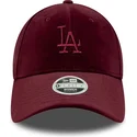 weinrote-verstellbare-curved-cap-fur-damen-9forty-velour-der-los-angeles-dodgers-mlb-von-new-era
