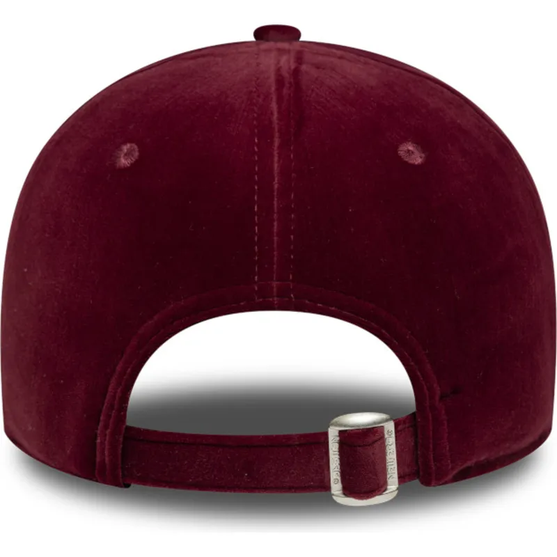 weinrote-verstellbare-curved-cap-fur-damen-9forty-velour-der-los-angeles-dodgers-mlb-von-new-era