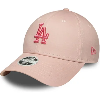 Verstellbare rosa Damen-Cap mit gebogenem Schirm und rosa Logo 9FORTY League Essential der Los Angeles Dodgers MLB von New Era