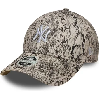 Graue verstellbare Curved Cap für Damen 9FORTY Snake der New York Yankees MLB von New Era