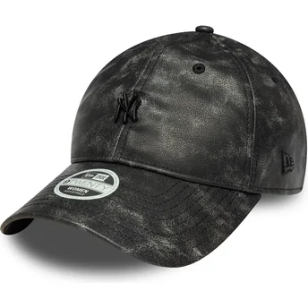 Cepur izliekta melns regulējams 9TWENTY Worn PU no New York Yankees MLB no New Era