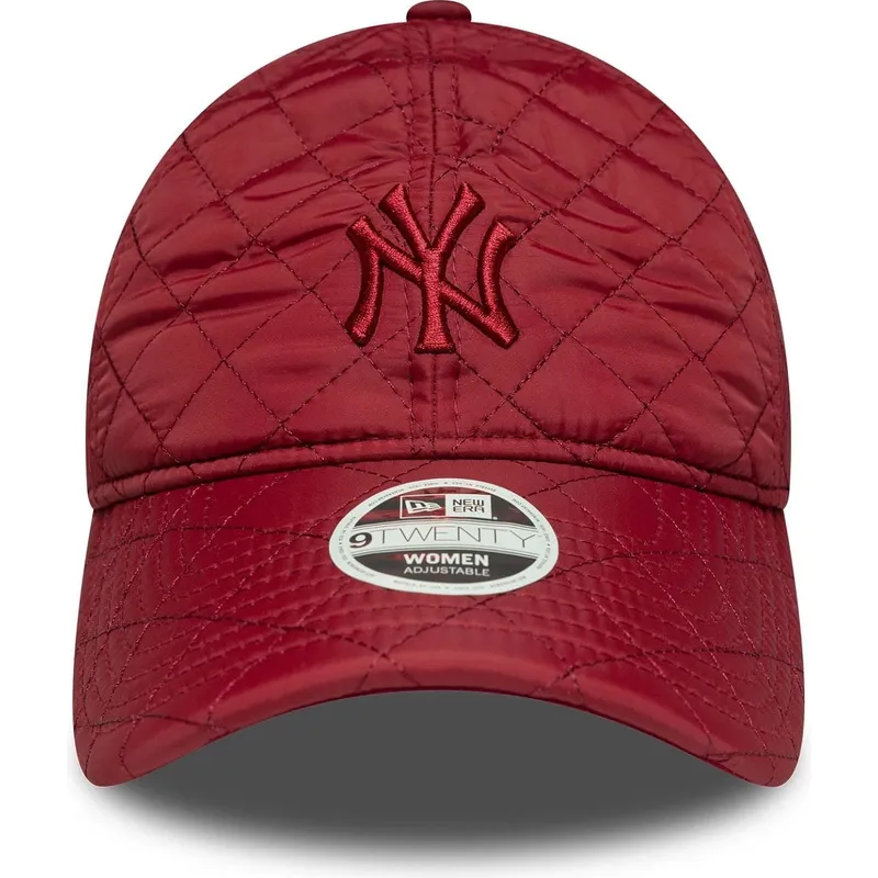 rote-verstellbare-curved-cap-fur-damen-mit-rotem-logo-9twenty-padded-der-new-york-yankees-mlb-von-new-era