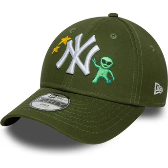 Grön böjd justerbar keps för barn 9FORTY Space Icon från New York Yankees MLB av New Era
