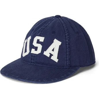 Regulowana granatowa czapka z daszkiem z aplikacją USA z kepru Polo Ralph Lauren
