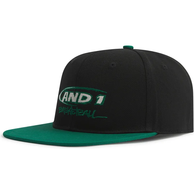 schwarze-und-grune-flache-snapback-kappe-graffiti-logo-von-and1