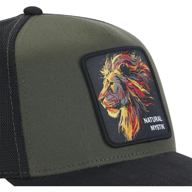 casquette-trucker-verte-et-noire-lion-natural-mystik-mys-beasts-capslab